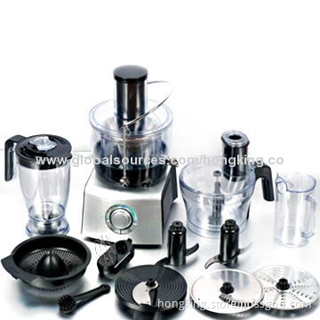 Multifunction food processor with chopper, beater, mixer, citrus juicer, blender, slicer functions